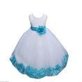 thumbnail image 1 of Ekidsbridal Satin White Turquoise Tulle Petal Flower Girl Dress for Beauty Pageant Toddlers Dancing Fashion Gowns 302S M, 1 of 2
