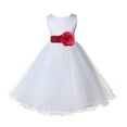 thumbnail image 1 of Ekidsbridal Satin White Watermelon Tulle Rattail Flower Girl Dress Junior Bridesmaid Dance Recital Wedding Beauty Pageant Princess 829S 2, 1 of 2