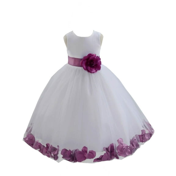 Ekidsbridal Satin White Wisteria Tulle Petal Flower Girl Dress for Beauty Pageant Toddlers Dancing Fashion Gowns 302S 6