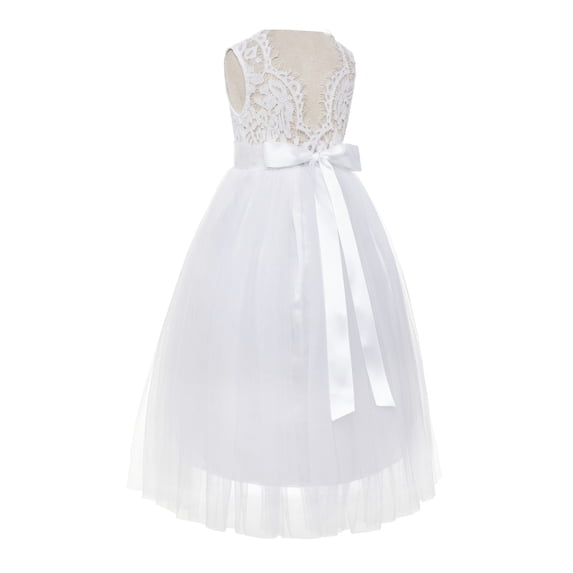 Ekidsbridal Scalloped V-Back Lace A-Line Flower Girl Dress Beauty Pageant Gown for Toddlers 207R 5