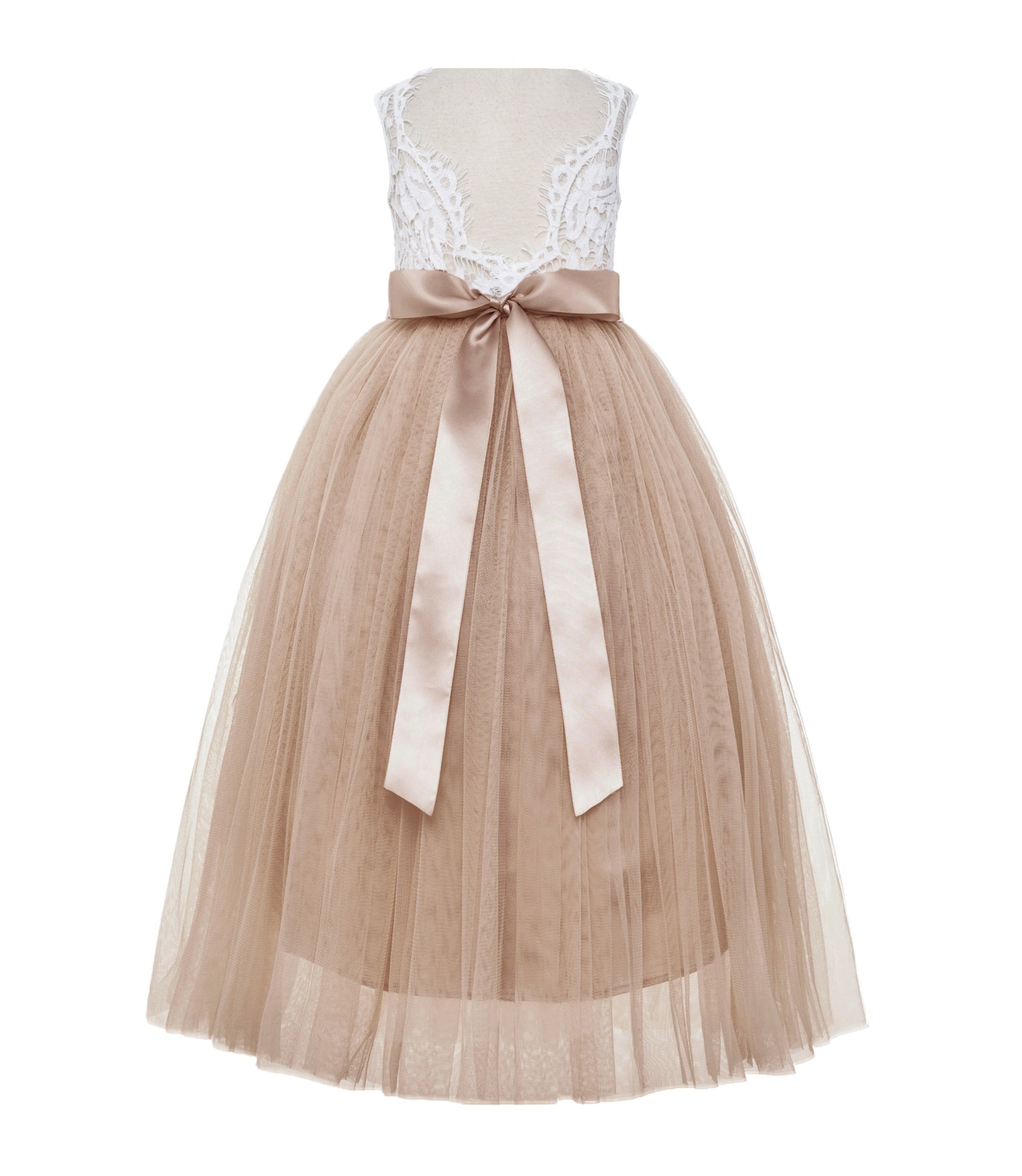 Red V-Neck Polyester Long Sleeves Ankle-Length A-Line Lace Formal Kids Pageant flower girl dresses main image 1