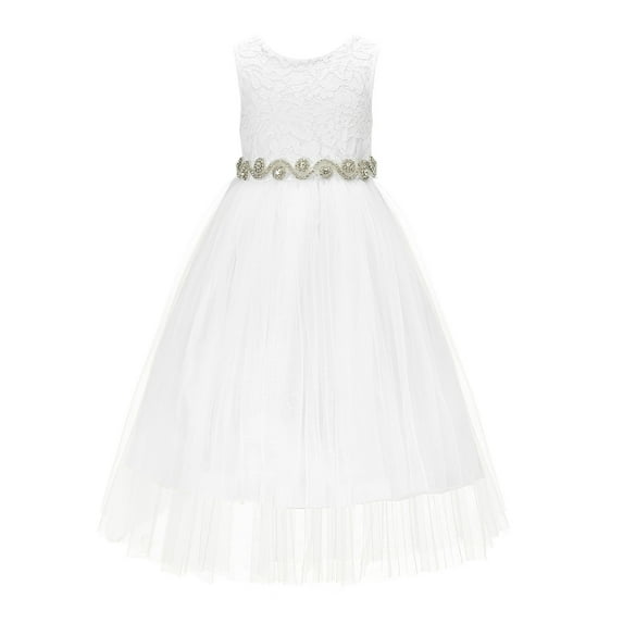 Ekidsbridal Scalloped V-Back Lace A-Line Flower Girl Dress Beauty Pageant Gown for Toddlers 207R2 3