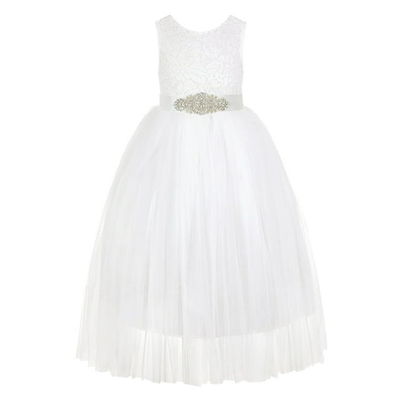 Ekidsbridal Scalloped V-Back Lace A-Line Flower Girl Dress Beauty Pageant Gown for Toddlers 207R3 4