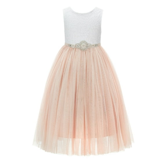 Ekidsbridal Scalloped V-Back Lace A-Line Flower Girl Dress Beauty Pageant Gown for Toddlers 207R7 4