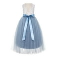 thumbnail image 1 of Ekidsbridal Scalloped V-Back Lace A-Line Formal Flower Girl Dress Wedding Mini Bridal Gown 207R 2, 1 of 3