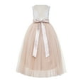 thumbnail image 1 of Ekidsbridal Scalloped V-Back Lace A-Line Formal Flower Girl Dress Wedding Mini Bridal Gown 207R 6, 1 of 3