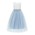 thumbnail image 1 of Ekidsbridal Scalloped V-Back Lace A-Line Junior Flower Girl Dress Pretty Princess Gown for Beauty Pageant 207R2 6, 1 of 3