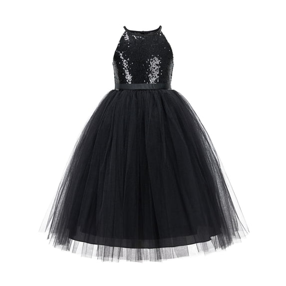Ekidsbridal Sequin Halter Flower Girl Dress Wedding Pageant Junior Bridesmaid Princess Gown 202 6