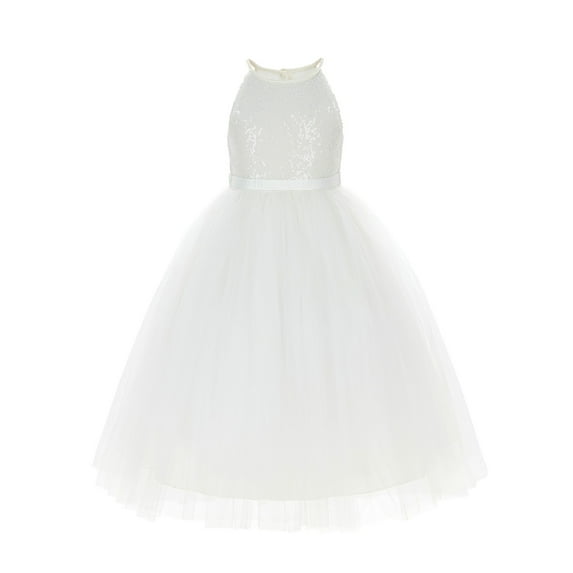 Ekidsbridal Sequin Halter Flower Girl Dresses Ballroom Gown Communion Baptism Formal Photoshoot 202 10