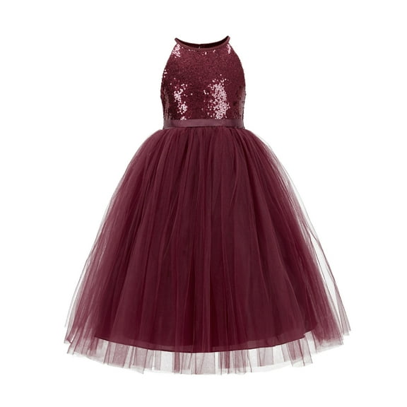 Ekidsbridal Sequin Halter Flower Girl Dress Wedding Pageant Junior Bridesmaid Princess Gown 202 8