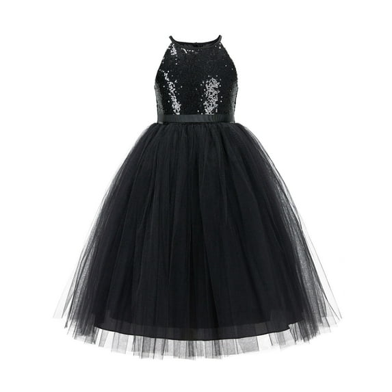 Ekidsbridal Sequin Halter Junior Flower Girl Dress Christening Birthday Party Father Daughter Dance Ceremonial Gown 202 8