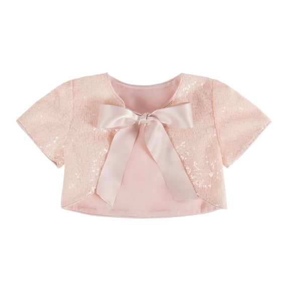 Ekidsbridal Sequins Mesh Blush Pink Bolero Flower Girl Bolero Party Capes Special Occasions Jacket Princess Cape Dress Cover Up Flower Girl Shrug 4