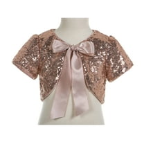 Ekidsbridal Sequins Mesh Rose Gold Bolero Flower Girl Bolero Party Capes Special Occasions Jacket Princess Cape Dress Cover Up Flower Girl Shrug 10