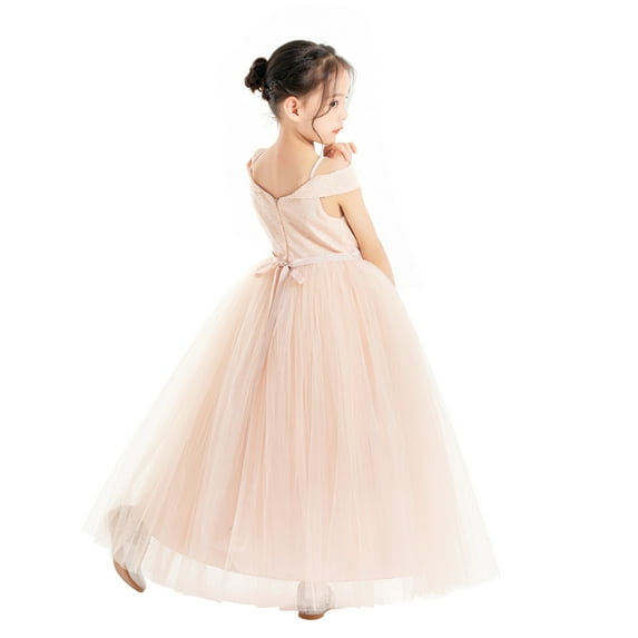Ekidsbridal Sequins Off the Shoulder Flower Girl Dresses Communion Baptism Evening Formal Party Gown 322 12