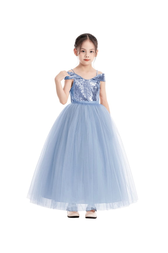 Sequins Off the Shoulder Flower Girl Dresses Junior Bridesmaid Pageant Ballroom Gown 322 10