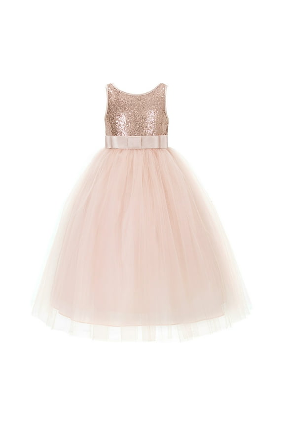 Sequins V-Back Flower Girl Dress Junior Bridesmaid Wedding Pageant LG1 8