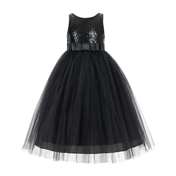 Ekidsbridal Sequins V-Back Formal Flower Girl Dresses Princess Ceremonial Gown LG1 4