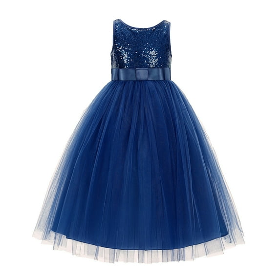 Ekidsbridal Sequins V-Back Formal Flower Girl Dresses Princess Ceremonial Gown LG1 4