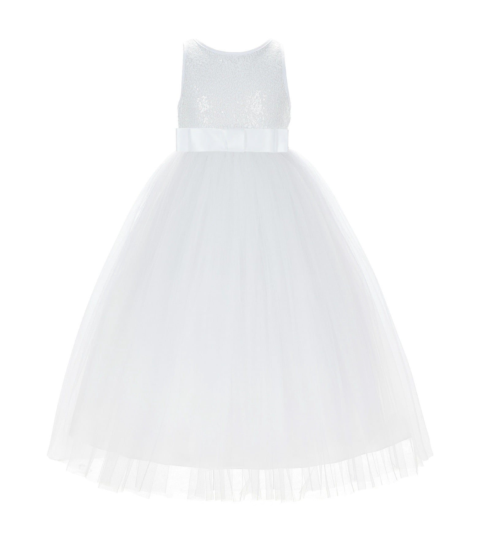 Princess V Back Mint Sequin Wedding Flower Girl Dress Kids Party Dress, Bow