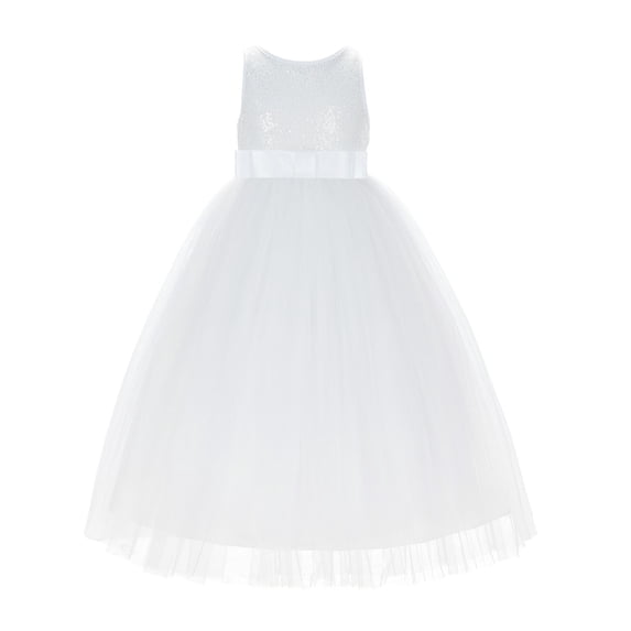Ekidsbridal Sequins V-Back Junior Flower Girl Dress Communion Baptism Recital LG1 12