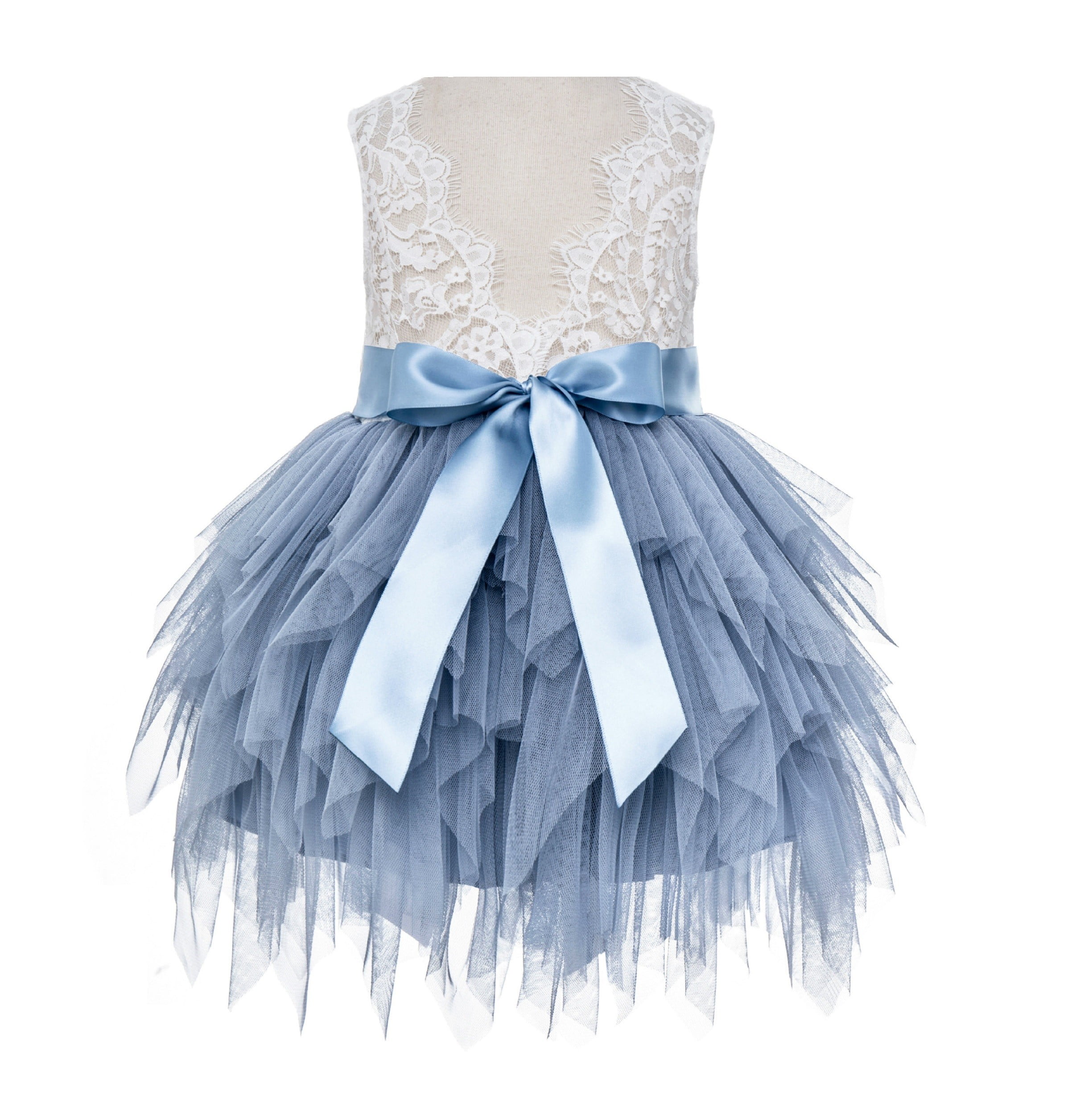 Floral Lace Flower Girl Dress Sleeveless Tulle Skirt Round Neck Wedding Toddler Bridesmaid