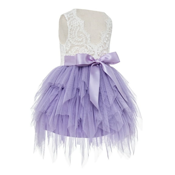 Ekidsbridal Tiered Tulle Lace Back Flower Girl Dress Beauty Pageant Junior Bridesmaid Gown for Toddlers LG6 5