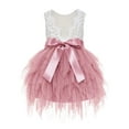 thumbnail image 1 of Ekidsbridal Tiered Tulle Lace Back Formal Flower Girl Dress Pretty Princess Father Daughter Dance Recital Gown for Toddlers LG6 M, 1 of 2