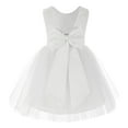 thumbnail image 1 of Ekidsbridal Girl Baptism Flower Girl Dress - Knee Length White Lace V-Back Dress with Tiebow 206T-A (Size: S-10), 1 of 3