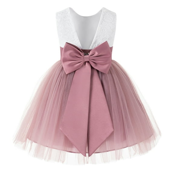 Ekidsbridal V-Back Backless Lace Formal Flower Girl Dress Wedding Reception Toddlers Birthday Party 206T 3