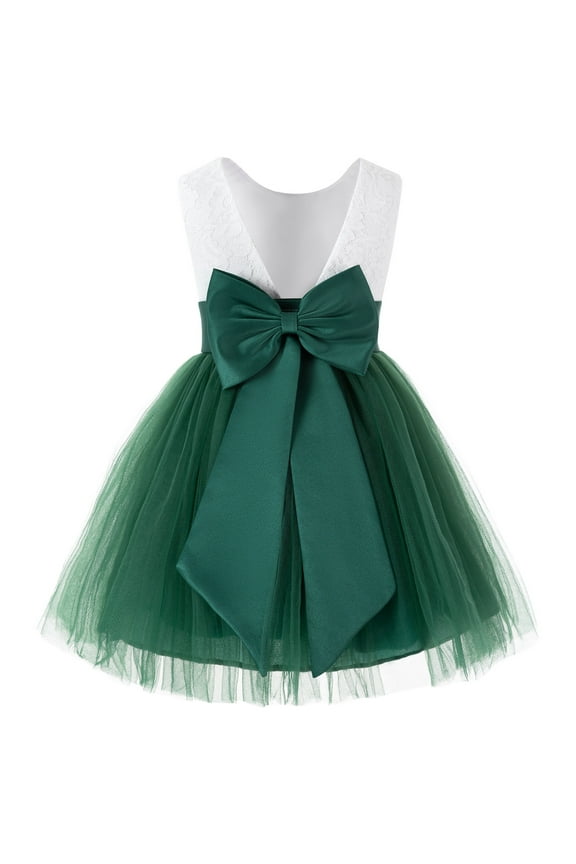 V-Back Backless Lace Formal Flower Girl Dress Wedding Reception Toddlers Birthday Party 206T 3