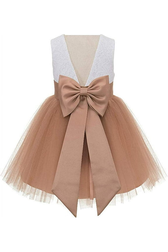 V-Back Backless Lace Formal Flower Girl Dress Wedding Reception Toddlers Birthday Party 206T 5