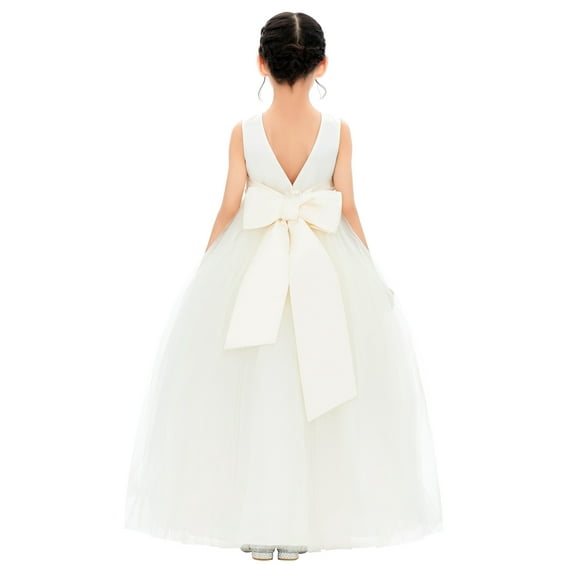 Ekidsbridal V-Back Flower Girl Dress Rhinestones for Church Christening Communion Baptism Gown Wedding Reception PR123 10