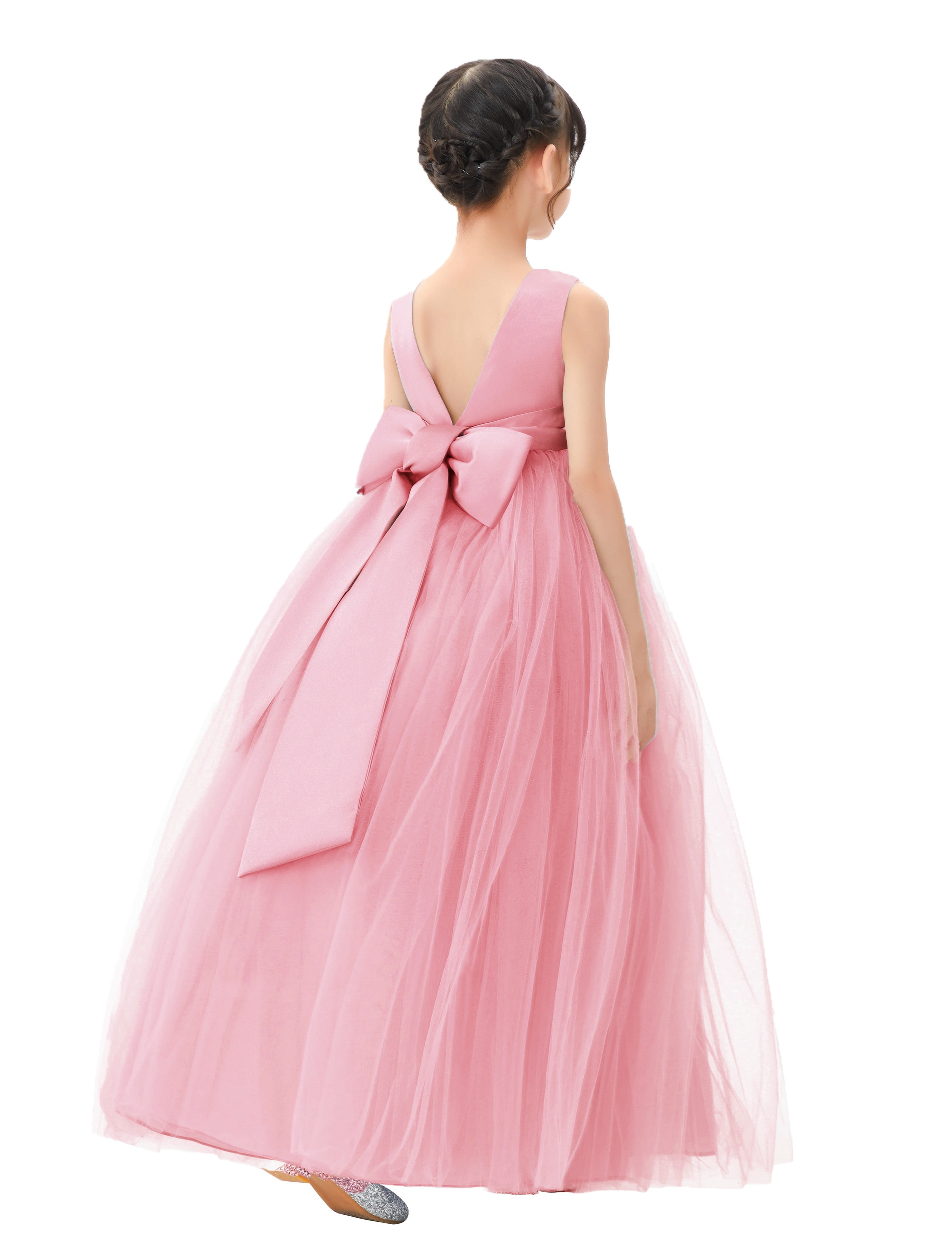 Ekidsbridal V-Back Flower Girl Dress Rhinestones for Church Christening ...