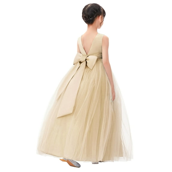 Ekidsbridal V-Back Flower Girl Dress Rhinestones for Church Christening Communion Baptism Gown Wedding Reception PR123 6