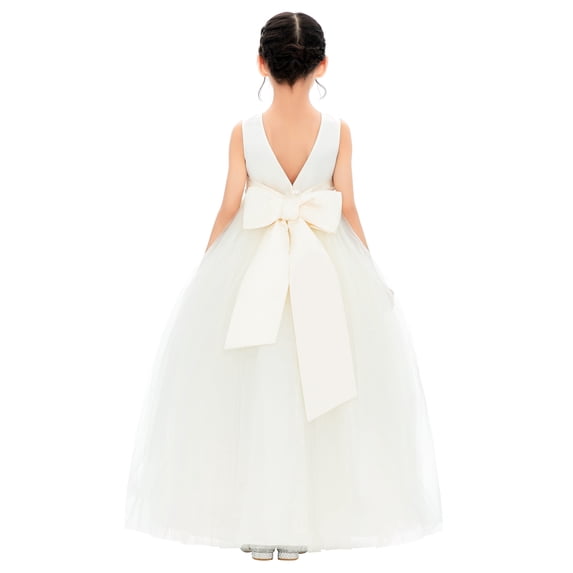 Ekidsbridal V-Back Flower Girl Dress Rhinestones for Church Christening Communion Baptism Gown Wedding Reception PR123 8