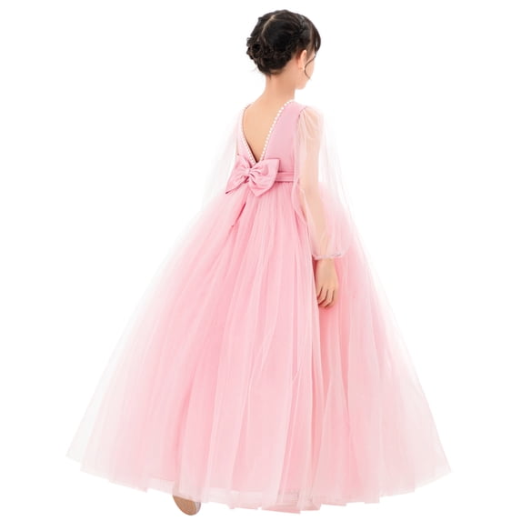 Ekidsbridal V-Back Flower Girl Dresses with Tulle Sleeves for Dance Recitals Communion Formal Photoshoot Gowns 249 8