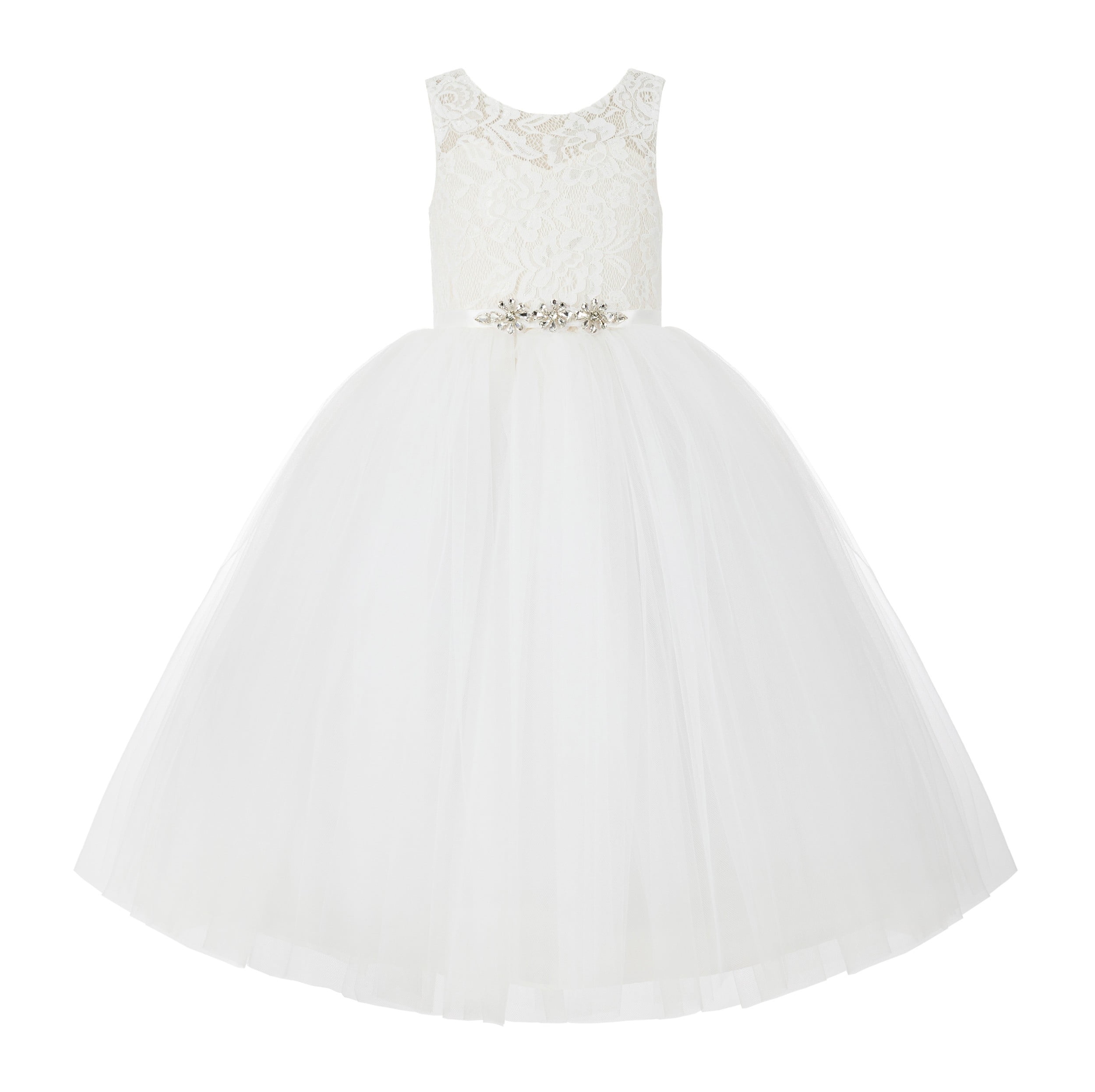 Sequin Tulle V Neck Wedding Party Flower Girl Dress Kids Party Dress TUTU Princess
