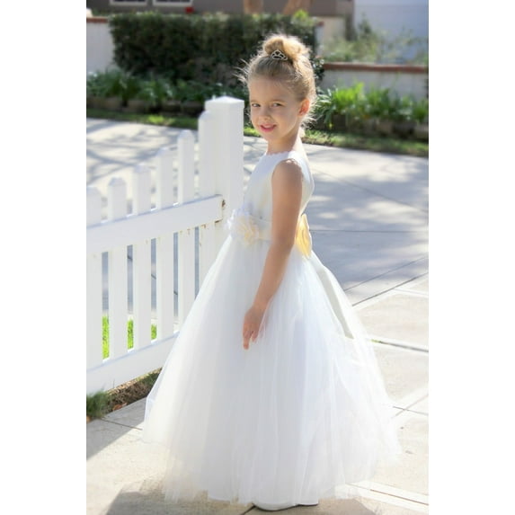 Ekidsbridal V-Back Lace Edge Ivory Flower Girl Dresses Baptism Birthday Ballroom Gown Communion 183T 10