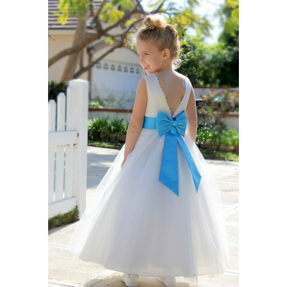 Ekidsbridal V-Back Lace Edge Ivory Flower Girl Dresses Baptism Birthday Ballroom Gown Communion 183T 4