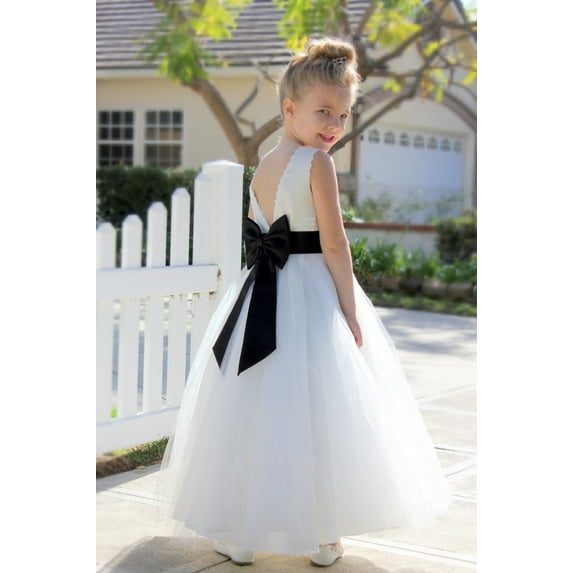 Ekidsbridal V-Back Lace Edge Ivory Flower Girl Dresses Baptism Birthday Ballroom Gown Communion 183T 4