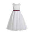 thumbnail image 1 of Ekidsbridal V-Back Lace Edge White Flower Girl Dresses Baptism Wedding Reception Formal Evening Gown 183 4, 1 of 2