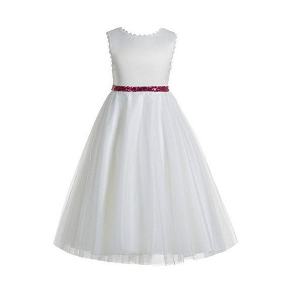 Ekidsbridal V-Back Lace Edge White Flower Girl Dresses Baptism Wedding Reception Formal Evening Gown 183 6
