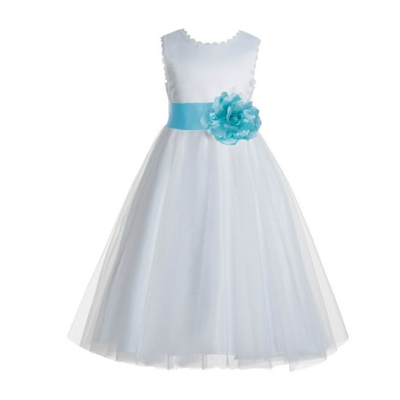 Ekidsbridal V-Back Lace Edge White Flower Girl Dresses Father Daughter Dance Recital Gown for Toddlers 183T 10