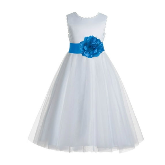 Ekidsbridal V-Back Lace Edge White Flower Girl Dresses Father Daughter Dance Recital Gown for Toddlers 183T 10