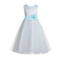 thumbnail image 1 of Ekidsbridal V-Back Lace Edge White Flower Girl Dresses Father Daughter Dance Recital Gown for Toddlers 183T 4, 1 of 2