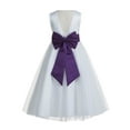 thumbnail image 1 of Ekidsbridal V-Back Lace Edge White Flower Girl Dresses Father Daughter Dance Recital Gown for Toddlers 183T 4, 1 of 3
