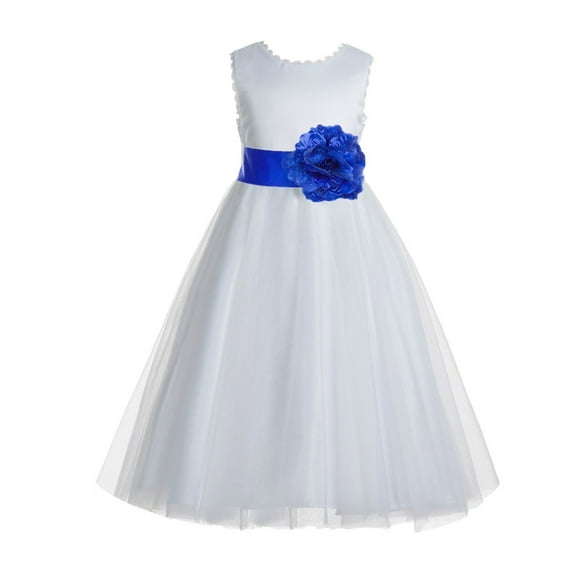Ekidsbridal V-Back Lace Edge White Flower Girl Dresses Father Daughter Dance Recital Gown for Toddlers 183T 8