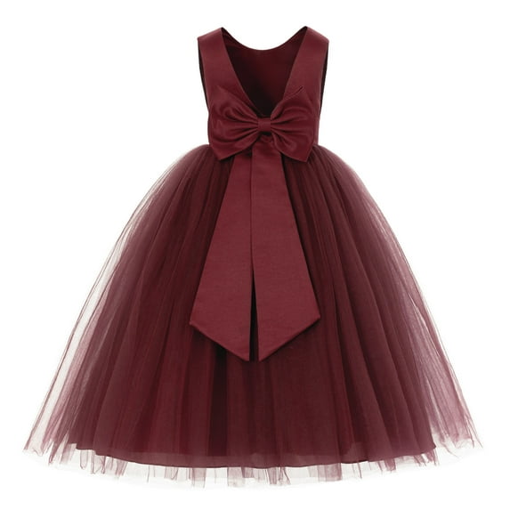Ekidsbridal V-Back Satin Tulle Flower Girl Dress for Wedding Guest Junior Bridesmaid Pageant Gown 219T 10
