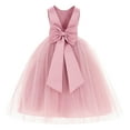 thumbnail image 1 of Ekidsbridal V-Back Satin Tulle Flower Girl Dress for Wedding Guest Junior Bridesmaid Pageant Gown 219T 12, 1 of 3