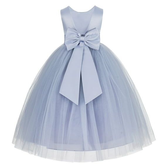 Ekidsbridal V-Back Satin Tulle Flower Girl Dress for Wedding Guest Junior Bridesmaid Pageant Gown 219T 12